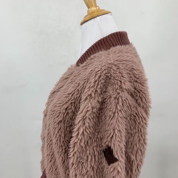 Burton Sherpa Jacket Women L Large Mauve Button Up Utility Pockets High Pile - Picture 3 of 13